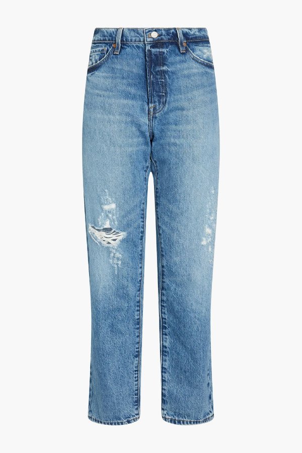 Le Slouch distressed high-rise straight-leg jeans