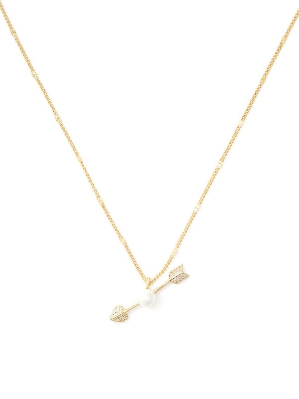 Love Game Arrow Goldtone, Glass Pearl & Cubic Zirconia Pendant Necklace