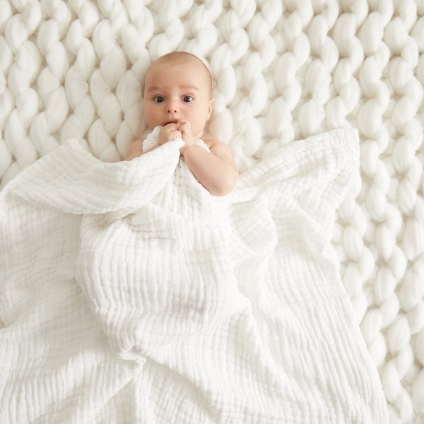 Solid Design Kintted Cotton Baby Swaddle Blanket