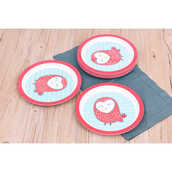 Mainstays Melamine Girl Owl 6-Pack Plate Set