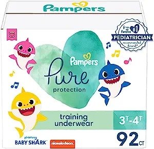 Pure Protection Training Underwear, Baby Shark, Size 5 3T-4T, 92 Count