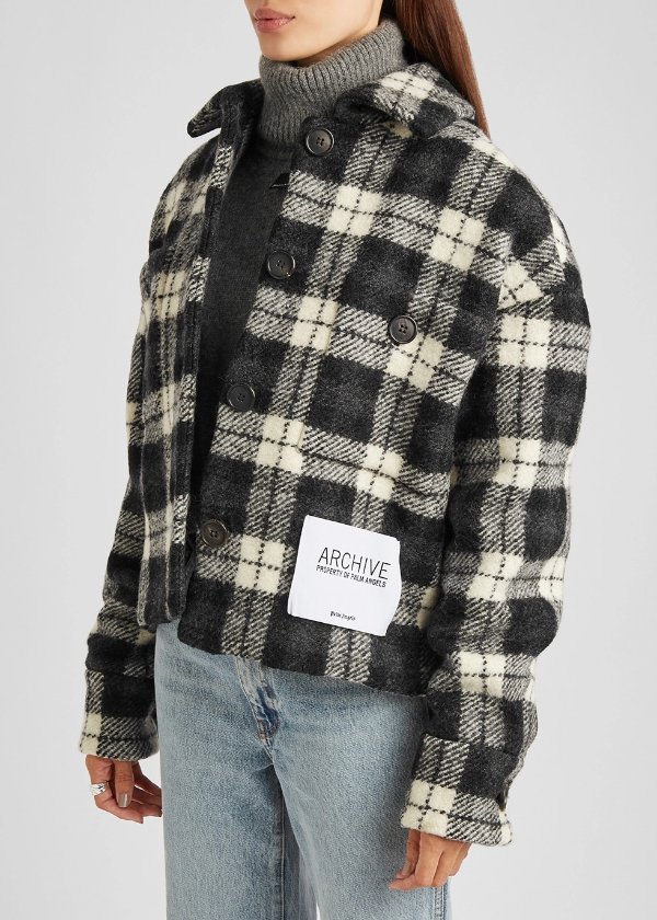 Archive monochrome checked wool jacket