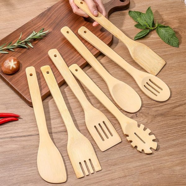 USOONESP [7-PCS] Wooden Spoons for Cooking