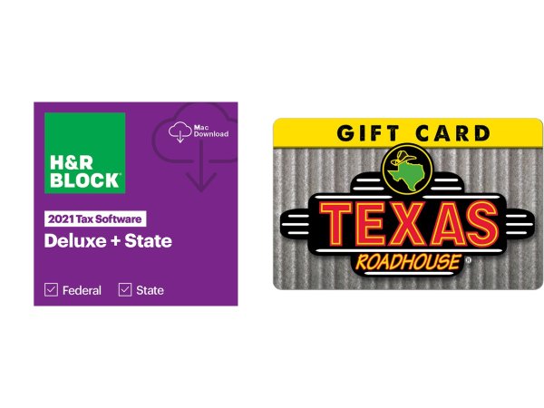 HR Block 2021 Deluxe + State - PC/Mac - Download - Bundle only and Texas Roadhouse $15 Gift Card (Email Delivery)