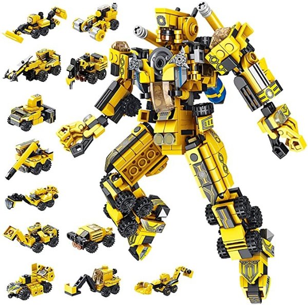 STEM Building Toys, 573 PCS Robot STEM Toys for 6 Year Old Boys 25-in-1 Engineering Building Bricks Construction Vehicles Kit Building Blocks Best Gifts for Kids Aged 5 6 7 8 9 10 11 12 Yr Old