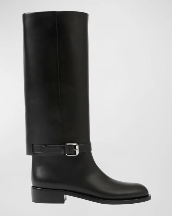 Emmett Ankle-Strap Leather Tall Boots