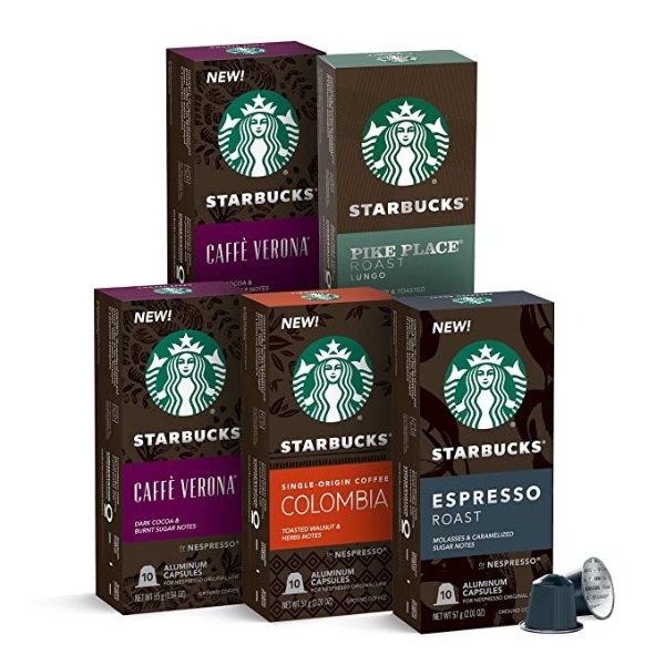 Starbucks by Nespresso 深焙咖啡胶囊 5口味综合装 50颗