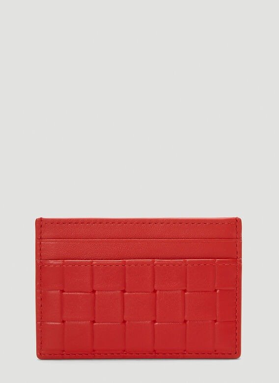 Embossed Leather Card Holder in Red