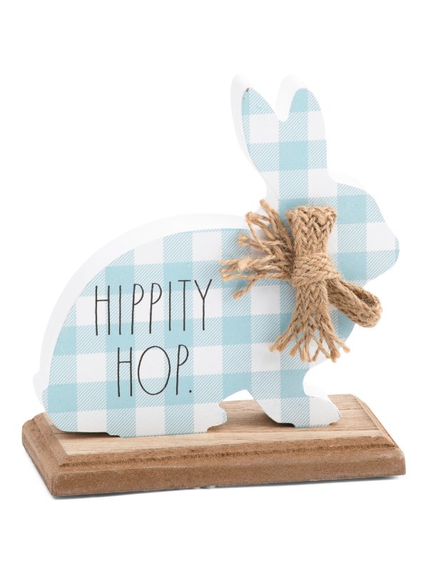 6in Plaid Bunny Decor With Burlap Bow