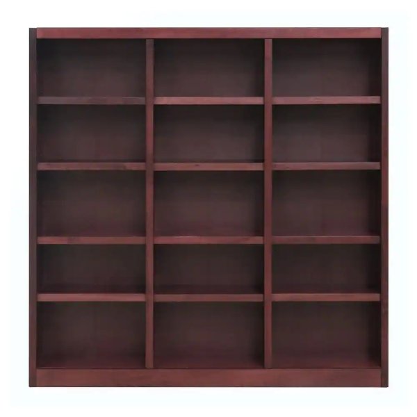 72 in. Cherry Wood 15-shelf Standard Bookcase with Adjustable Shelves