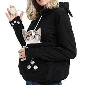 Womens Pet Carrier Shirts Kitten Puppy Holder Sweatshirt Animal Pouch Hood Tops