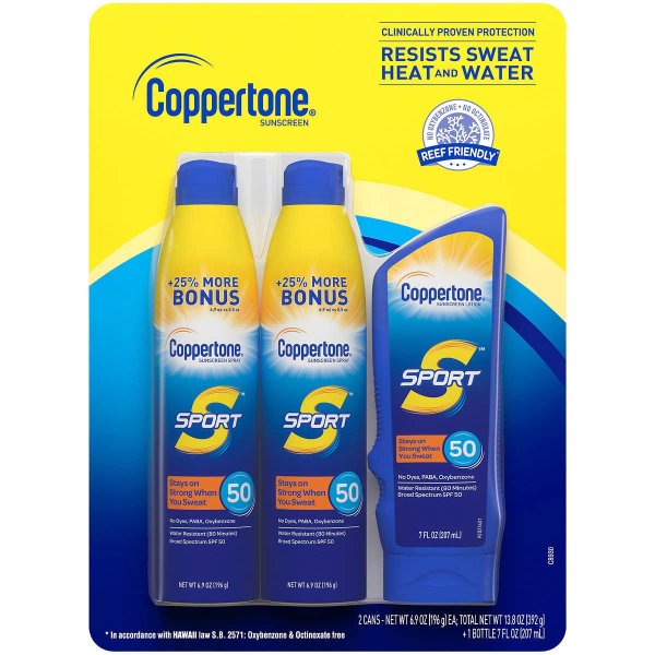 Sport Sunscreen Broad Spectrum SPF 50, Spray, 6.9 oz, 2-pack + Lotion, 7.0 fl oz