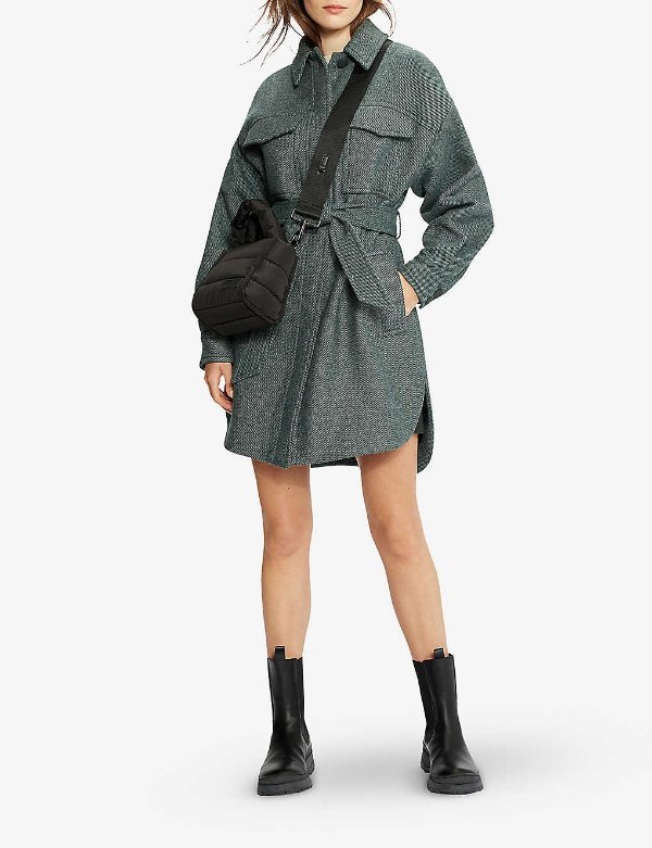 Emerii oversized belted recycled wool-blend shacket