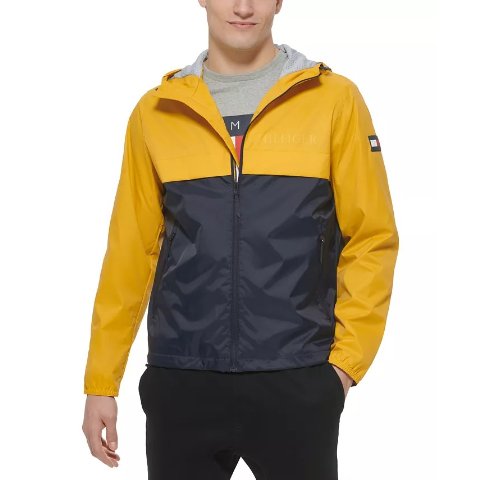 Men's Stretch Hooded Zip-Front Rain Jacket