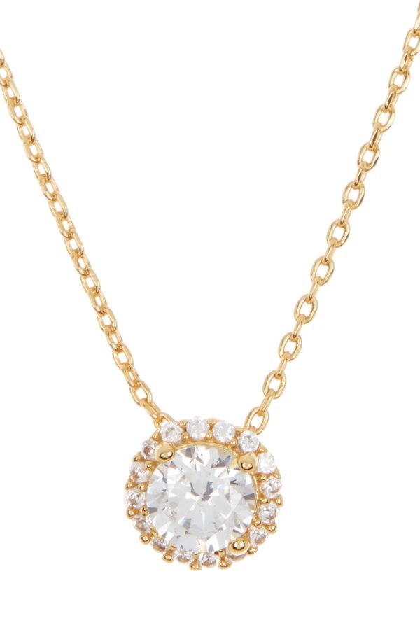 14K Gold Vermeil Swarovski Crystal Halo Necklace