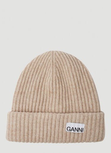 Logo Patch Ribbed Beanie Hat