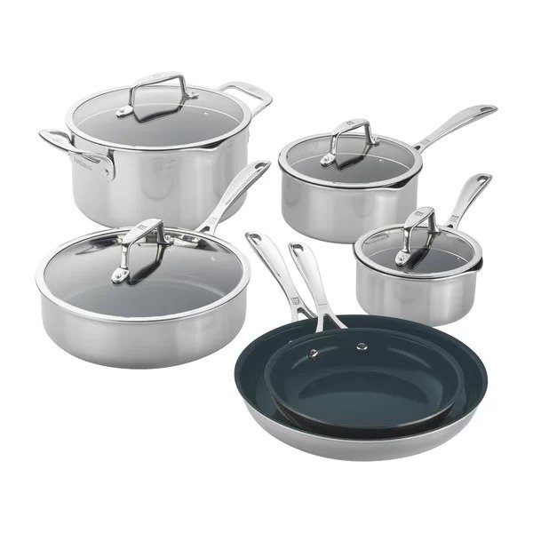 CFX 10-piece Stainless Steel Ceramic Nonstick Cookware Set