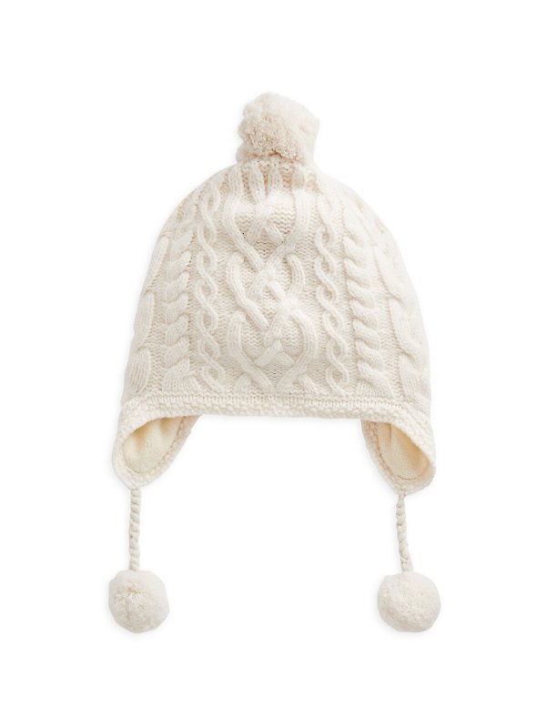 Kid's Cable-Knit Wool-Blend Earflap Hat