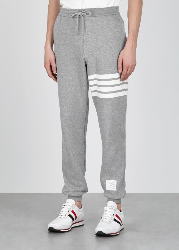 Grey striped cotton sweatpants