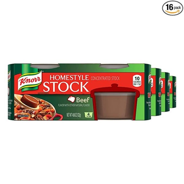 Homestyle Stock For a Flavorful Beef Stock Beef Low-Fat and MSG-Free, (each pack contains 4 tubs) 4.66 oz, 4 Count (Pack of 4)