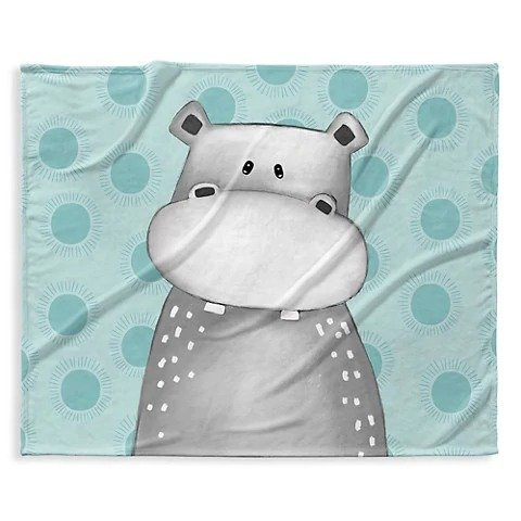 Baby's Hippo-Print Fleece Blanket