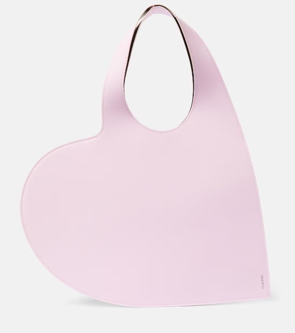 Heart leather tote bag