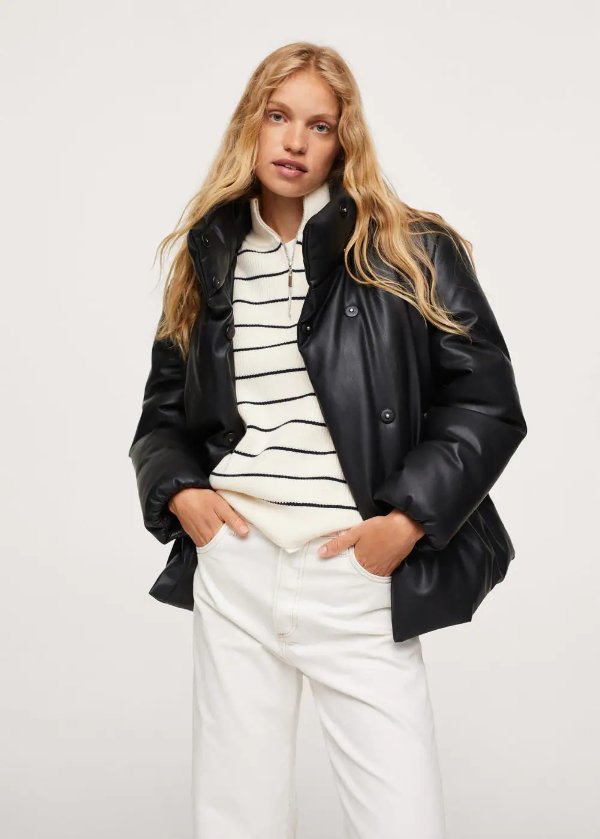 Quilted skin style jacket - Women | MANGO OUTLET USA