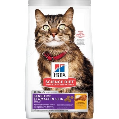 Adult Sensitive Stomach & Skin Chicken & Rice Dry Cat Food, 7 lb