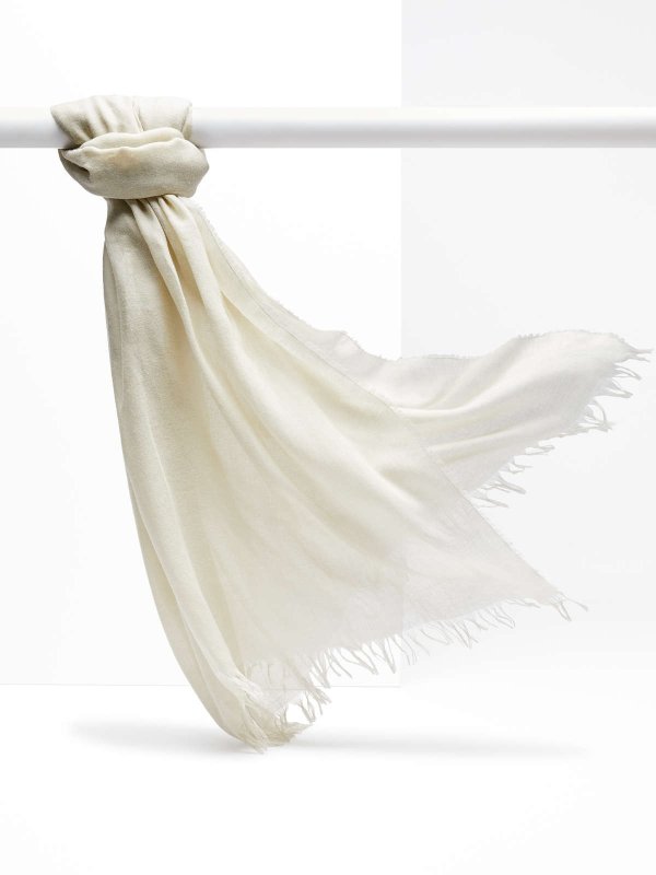 Cashmere-blend shawl, ivory -