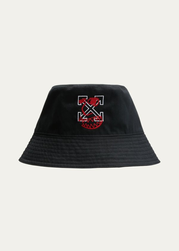 Men's Arrow and Monster Embroidered Bucket Hat