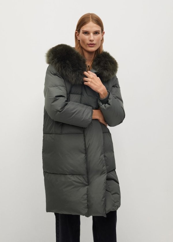 Feather down hooded coat - Women | Mango USA
