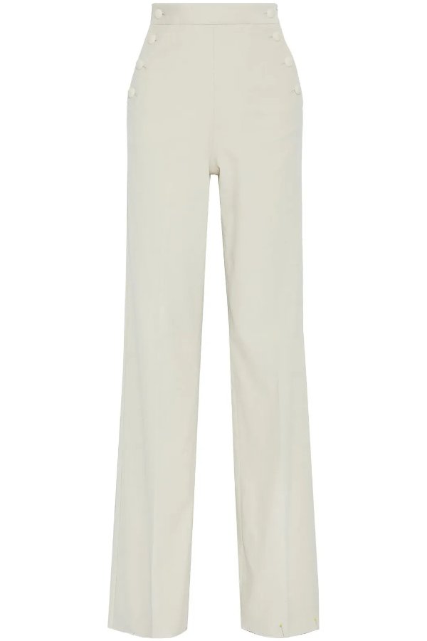 Serio button-detailed cotton-blend corduroy wide-leg pants