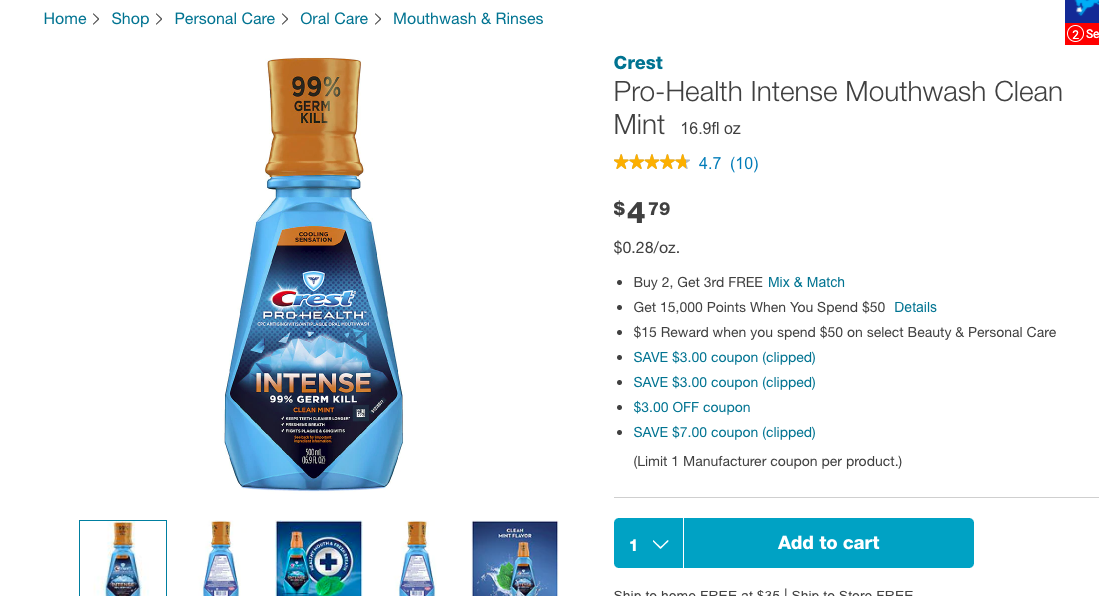 Pro-Health Intense Mouthwash Clean Mint 500ml漱口水三瓶