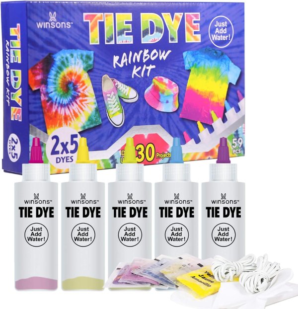 WINSONS Tie Dye Kit 5 Colors Permanent Fabric Dye Art Set for Kids Adults
