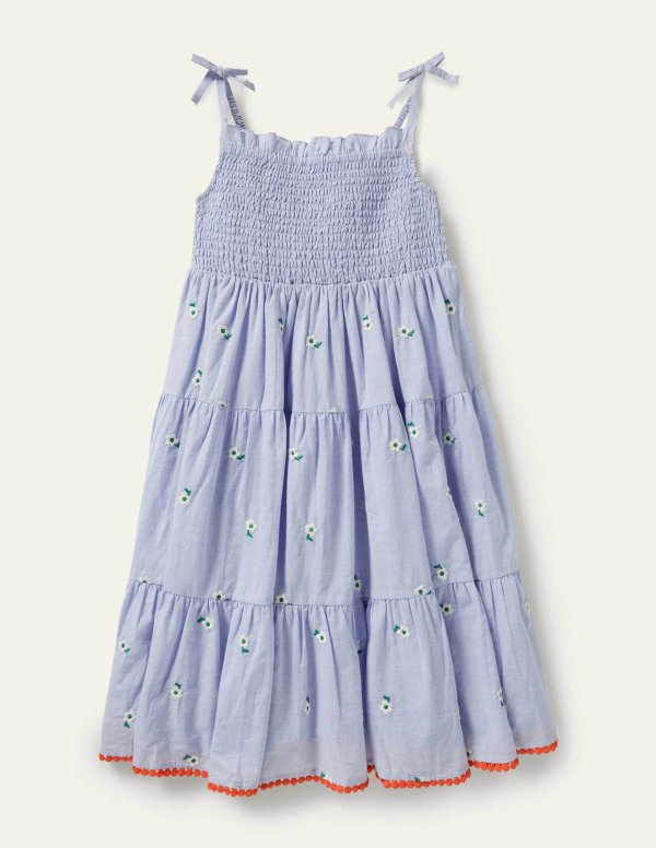 Tiered Sun Dress - Chambray | Boden US