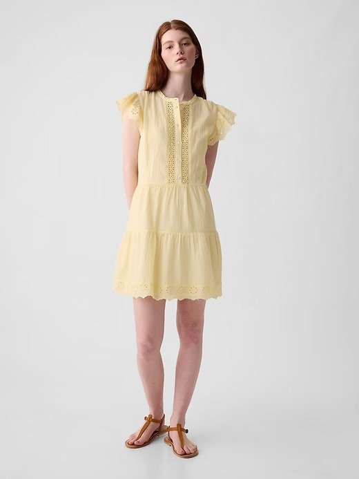 Textured Crinkle Crochet Mini Dress