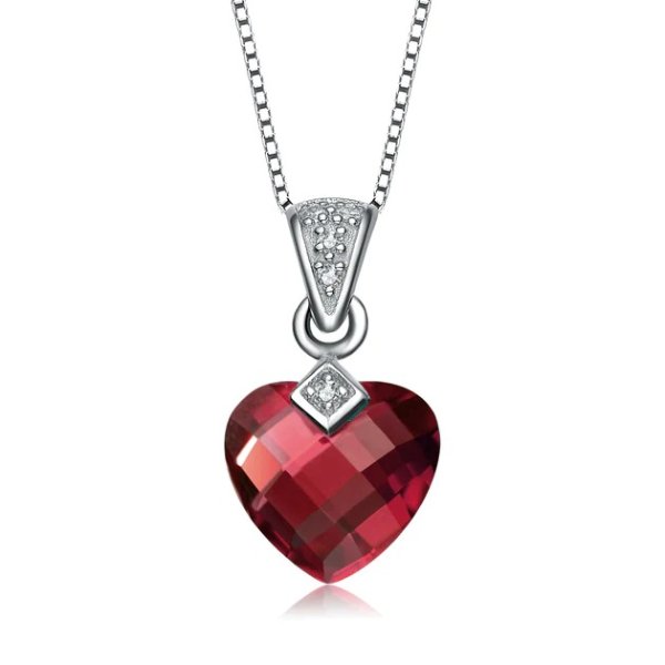 sterling silver red heart cubic zirconia pendant necklace
