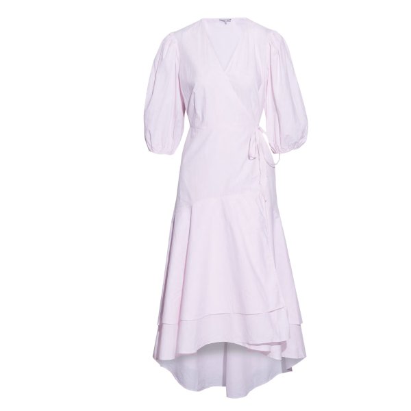 Layered floral-print cotton-poplin midi wrap dress