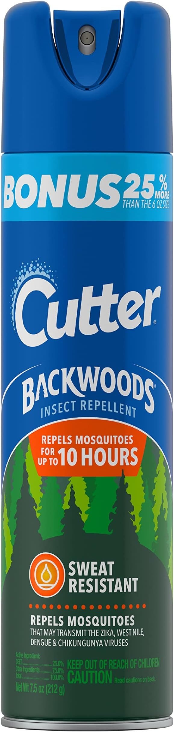Backwoods Insect Repellent, Repels Mosquitos for Up To 10 Hours, 25% DEET, 7.5 Ounce (Aerosol Spray)