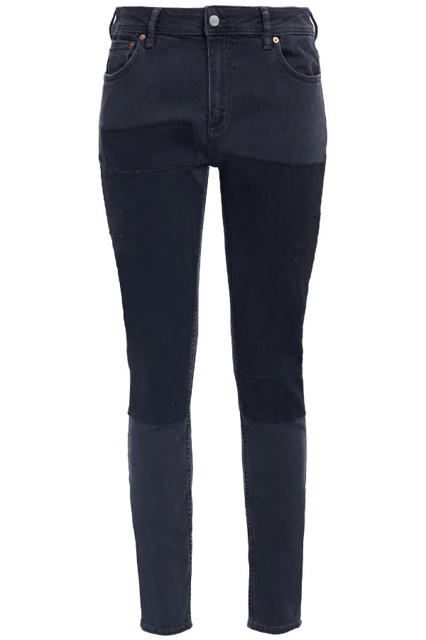 Patchwork mid-rise skinny jeans