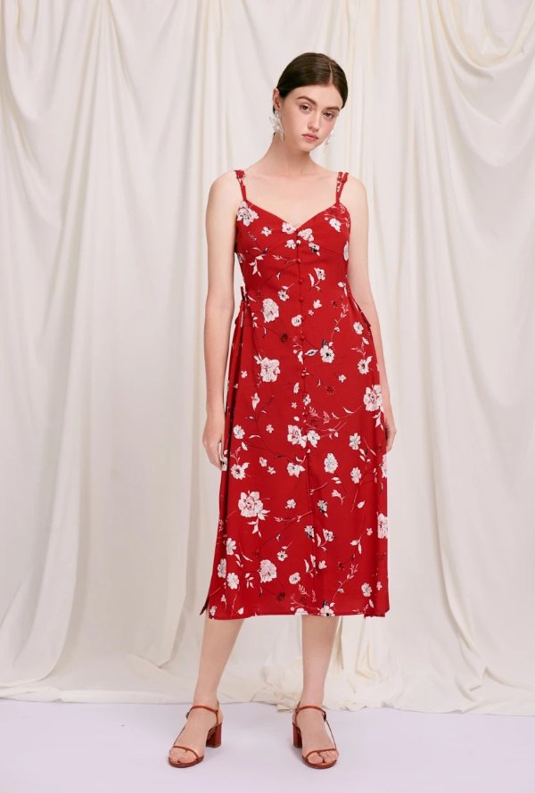 Gracie Dress - Red Blooms