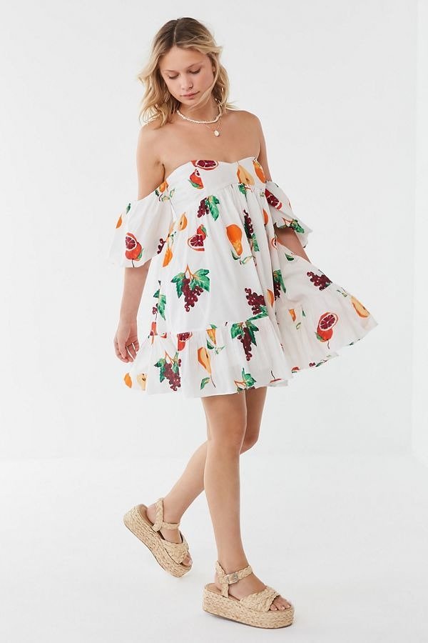 UO Summer In Italy Off-The-Shoulder Mini Dress