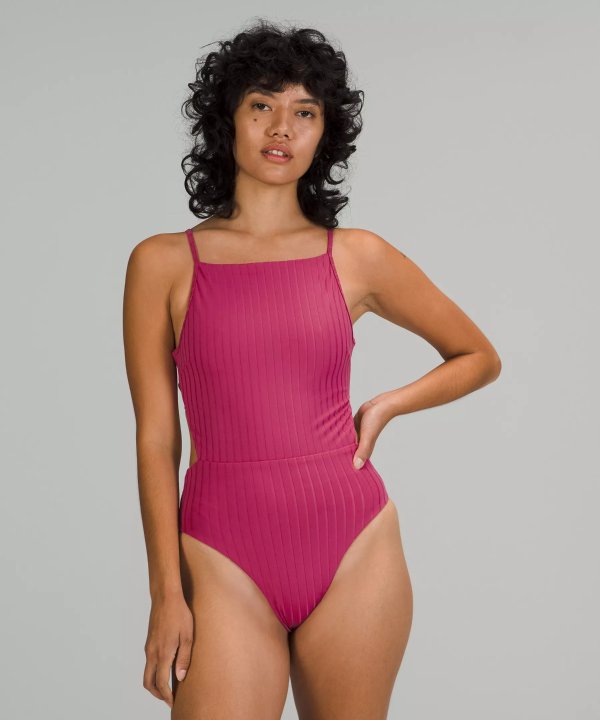 Ribbed High-Neck Cross-Back One-Piece | Women's Swimsuits | lululemon