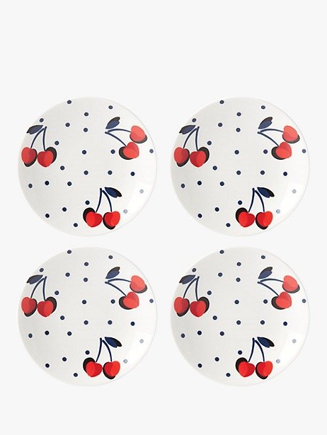 vintage cherry dot tidbits plate set