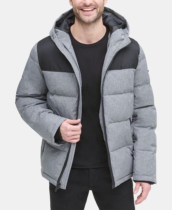 Men's Mixed-Media Puffer Coat, Created for Macy's