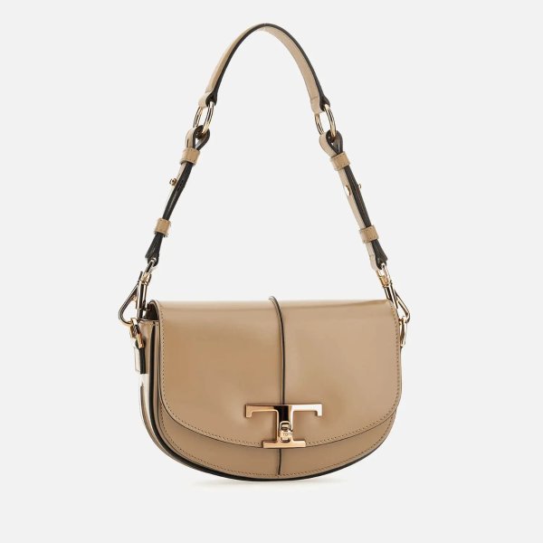 T Semi-Shiny Leather Mini Shoulder Bag