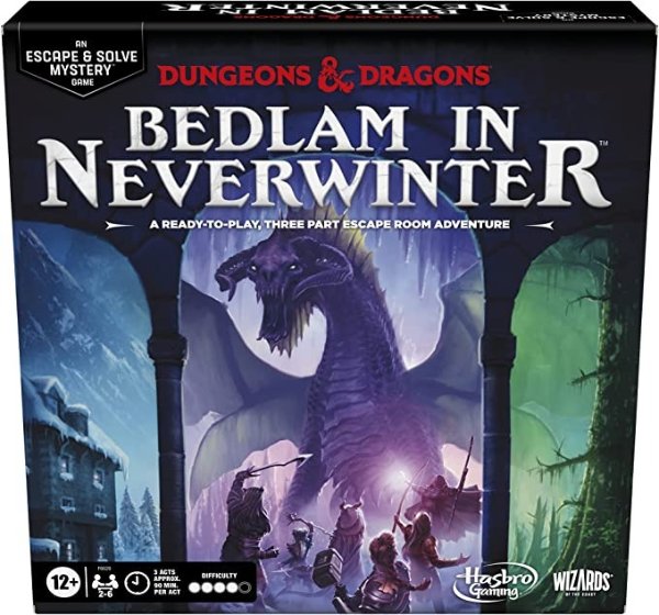 Dungeons & Dragons: Bedlam in Neverwinter Game, D&D Escape Room Game, Cooperative Board Games for Ages 12+, 2-6 Players, 3 Acts Approx. 90 Mins. Each