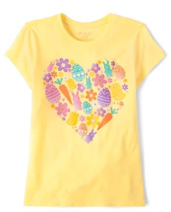 Girls Short Sleeve Easter Heart Graphic Tee | The Children's Place - SUN VALLEY