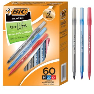 BIC 顺滑圆珠笔 3色  60 支装  每支不到1毛钱