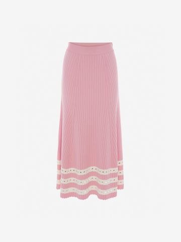Women's SUGAR PINK Ribbed Stripe Skirt | Alexander McQueen